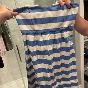 Jcrew white and blue strapless dress. Size 4.